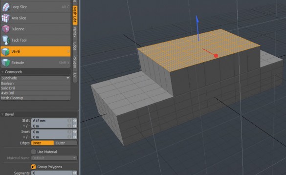 2. Select some top polygons. Bevel. 2. Select some top polygons. Bevel.