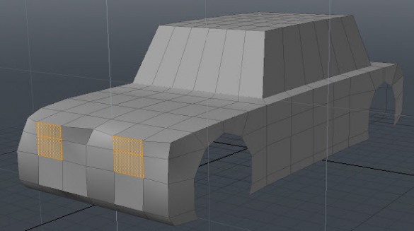 1. Select some polygons for headlight. And run the 'perfect circle' script.